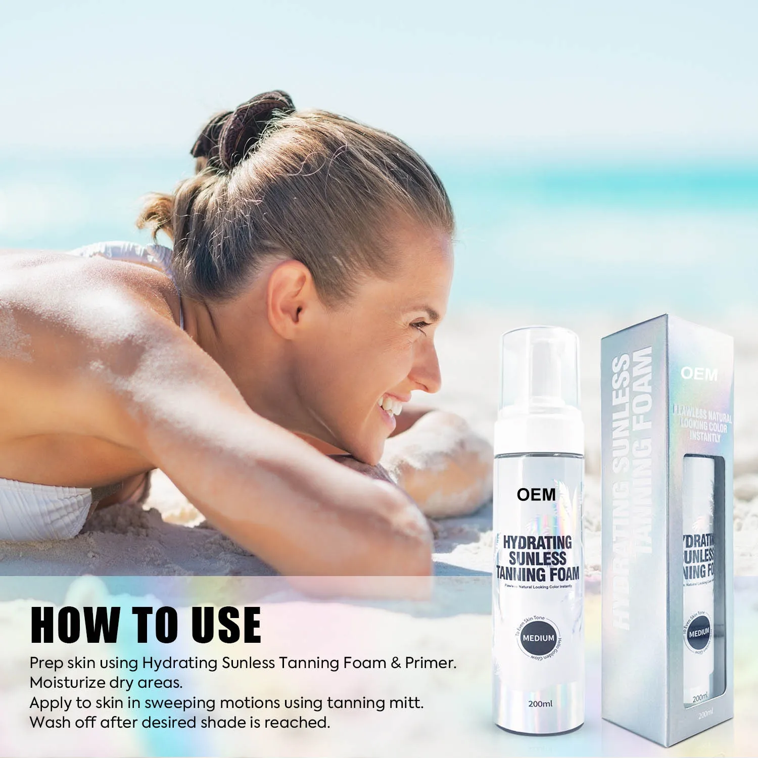 Tan Sunless Foam Accelerator Ultra Dark Custom Logo Body Bronze Self Tanning Mousse with Gloves