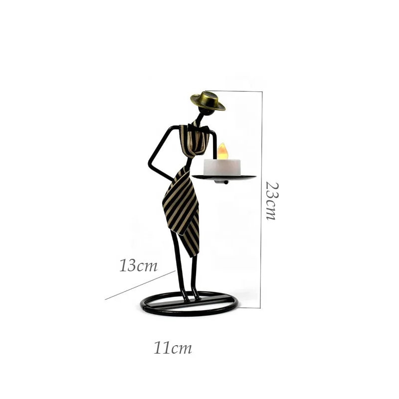Creative western style etiquette waiter character candle holder home hotel restaurant decorations