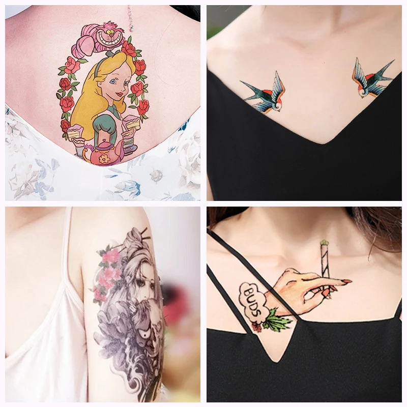 weimei Fast delivery Sexy colours Flower Dragon painted cartoon tattoo print back arm floral pattern temporary tattoo sticker