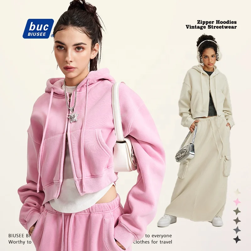 Crop Top Hoodie Custom Logo Design Zipper Hoodie Drawstring Hoodies High Quality