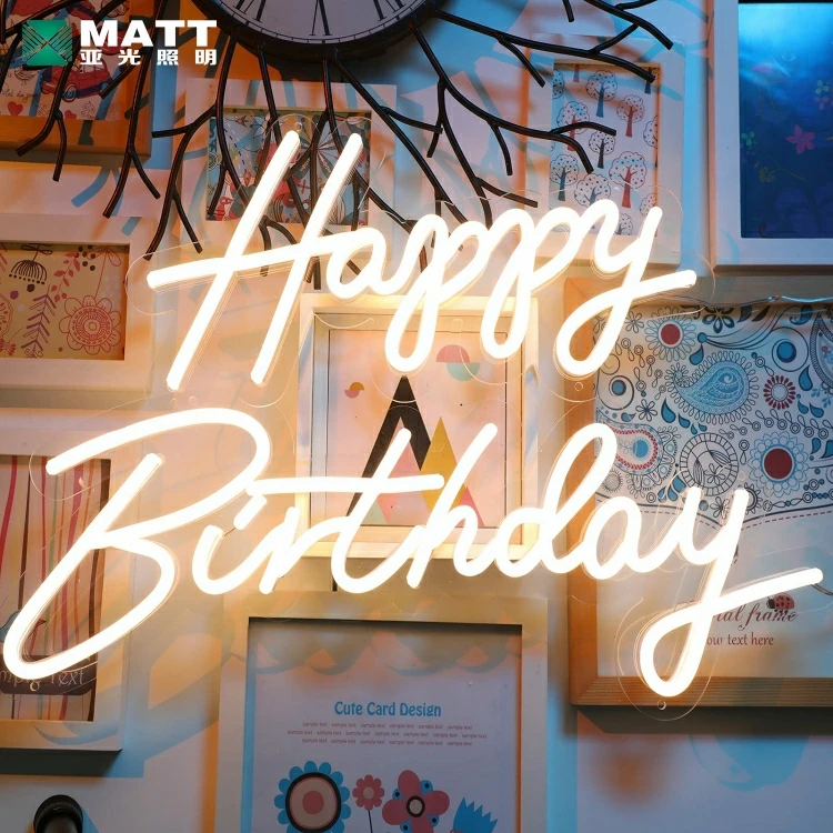 Matt dropshipping customized  lets party sign18 21 hello 30 oh baby happy birthday neon sign for birthday Party event decoration