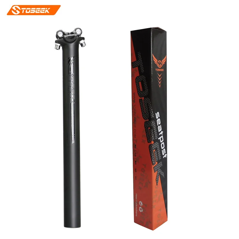 Toseek Carbon Seat post Bicycle Seat Post  3K matte 27.2/30.8/31.6 x350/400mm logo gloss black 240g