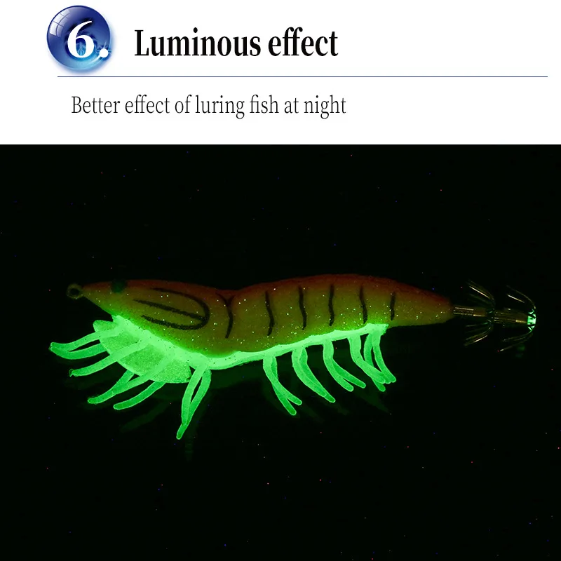 Addictpro  Shrimp Glow Squid jig fishing lures120mm 25g Simulated Shrimp Slow Sinking Sea Fishing Squid lures