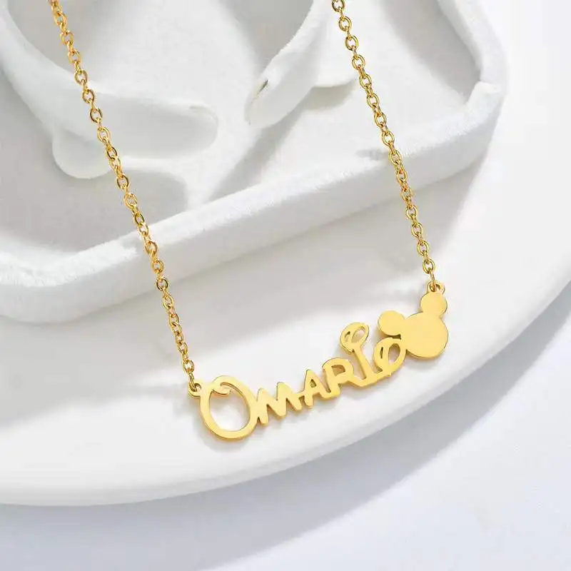New Stainless Steel Kids Necklace DIY Personalized Custom Name Necklace Birthday Gift For Children