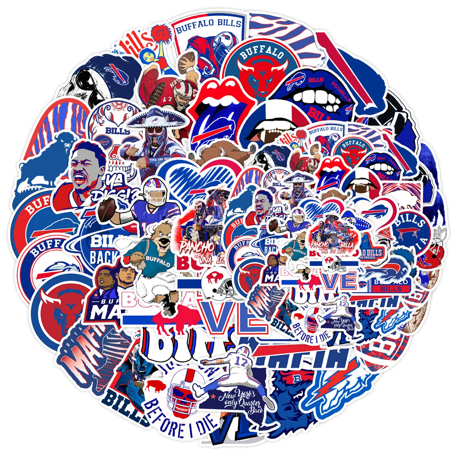 50Pcs NFC Rugby Buffalo Bills Graffiti Stickers Decorative Label For Luggage Laptop Guitar Helmet Skateboard Waterproof Sticker