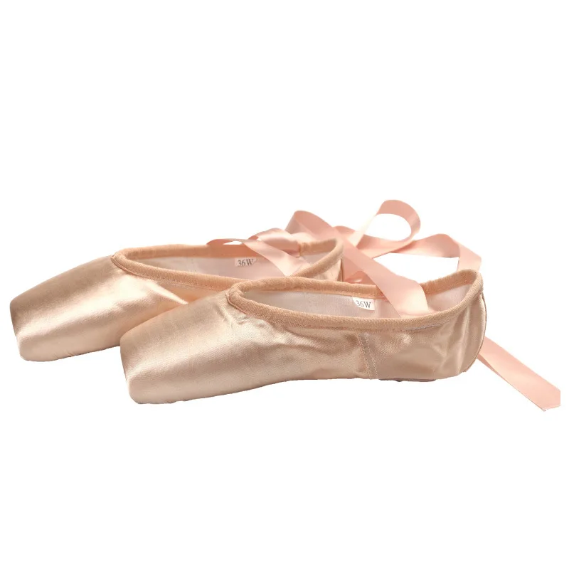 Professional Stain Ballet Pointe Dance Shoes Ballerina Shoes Slippers with Toe Pads for Girls and Women