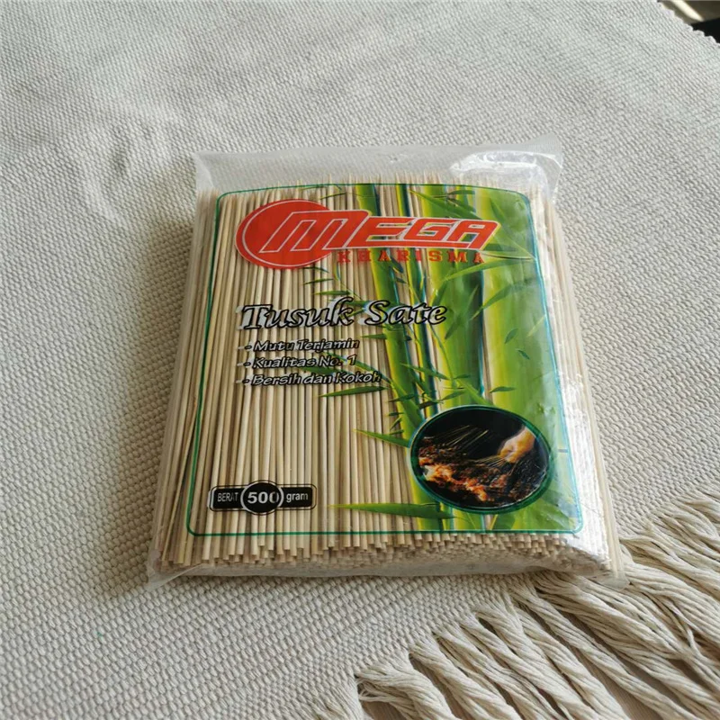 
Wholesale Custom Logo 3.0mm*30cm Bamboo Skewer Sticks BBQ/Fruit/Kebab Natural Wood Sticks Barbecue Stick 100PCS/bag 