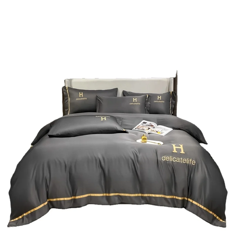 Factory Wholesale solid color Mulberry Silk Bedding Set Pure Mulberry Silk Duvet Cover 100% Pure Silk Sheets