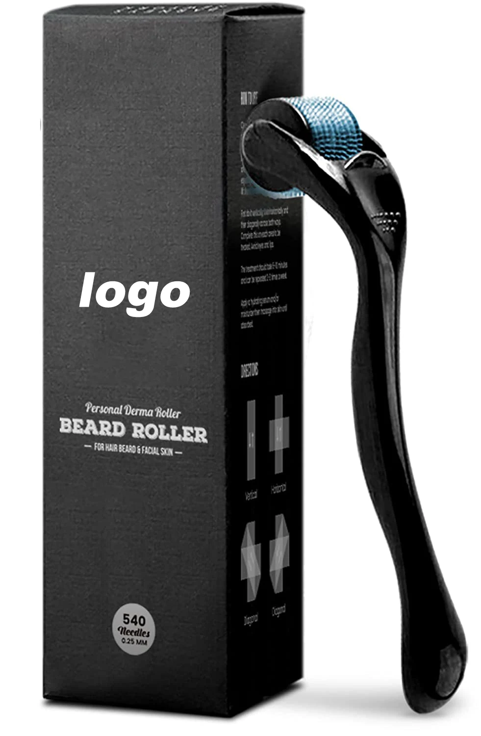 High Quality Derma Roller Beard Hair Growth Treatment Microneedle Dermaroller Matt Black Derma Roller