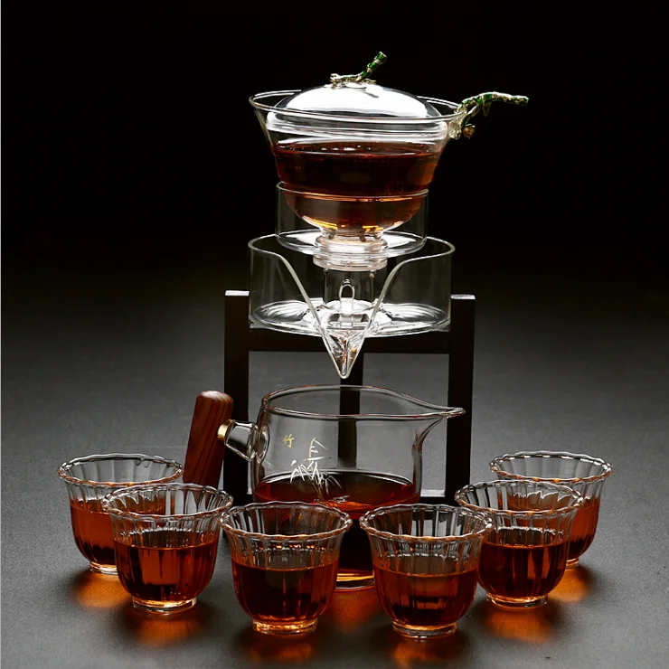 Creative office reception automatic Kungfu teapot household lazy man creativeglass tea set