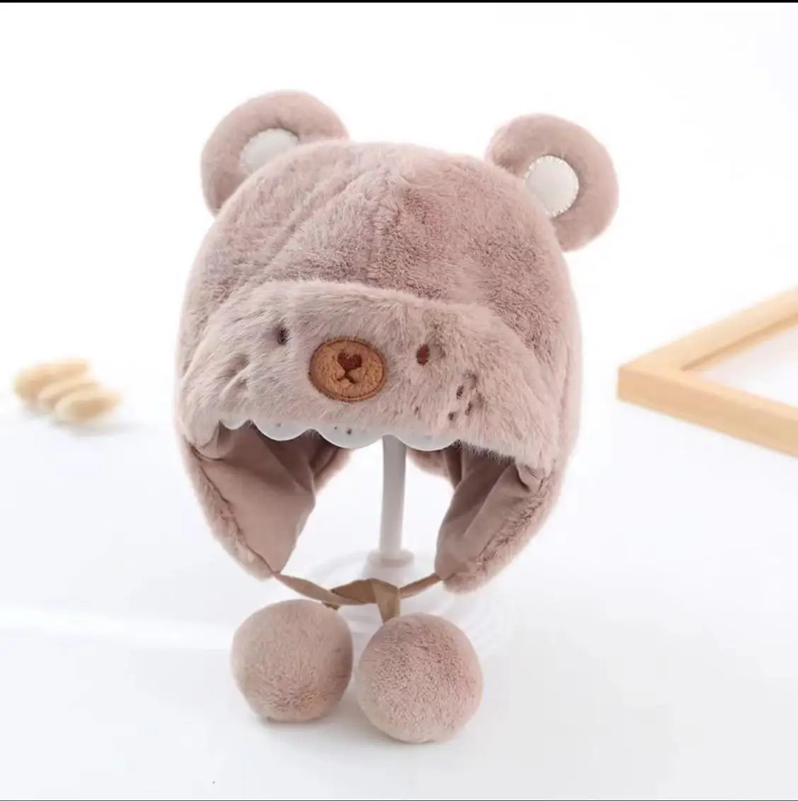 2024 Baby Fall/Winter Plush Warm Ear Caps for Boys and Girls Cute Cartoon Ear Beanies