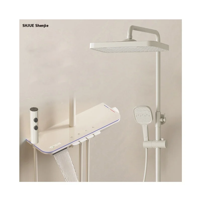 Современный дизайн рояль для ванной комнаты Смеситель смеситель настенный матовый серый светодиодный термостатический душевой костюм