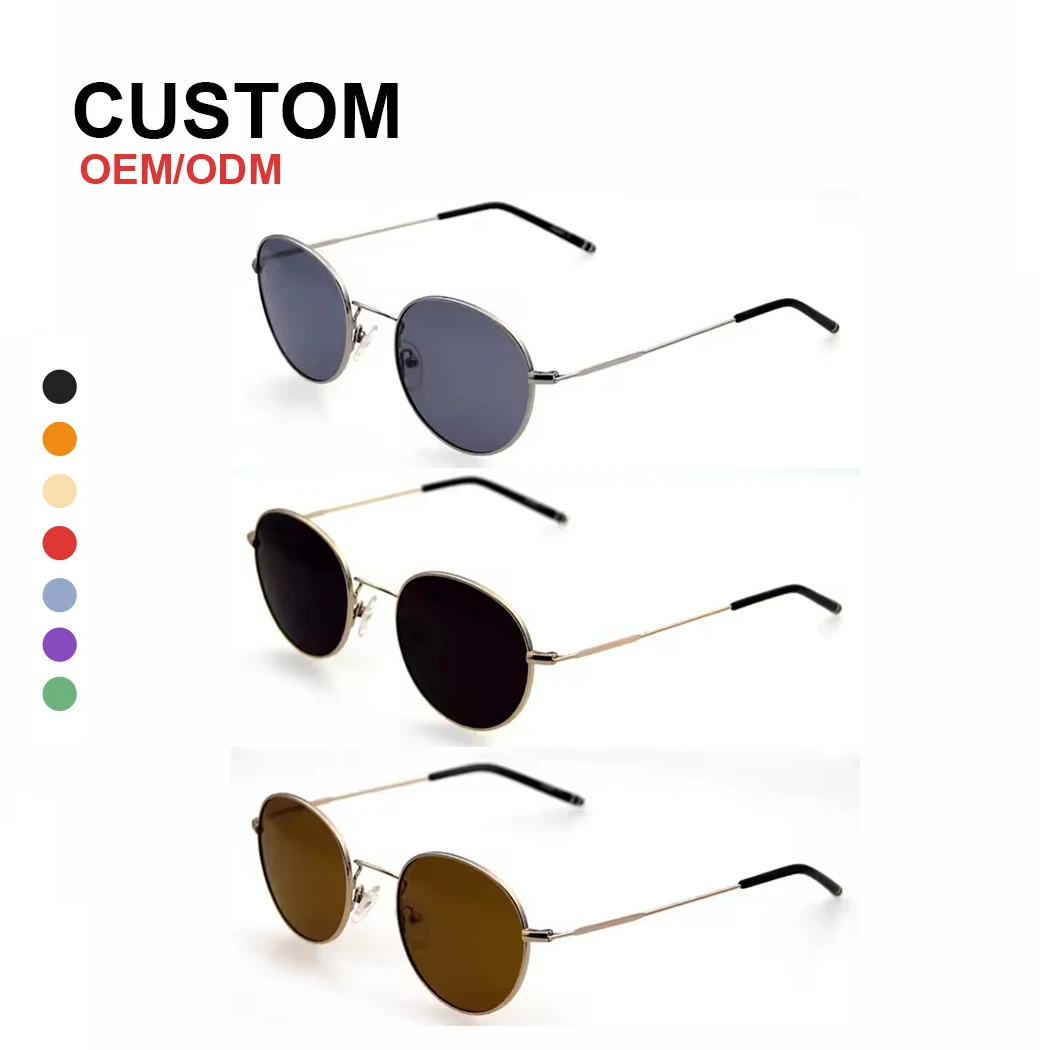 Hot sale popular metal colorful unisex Vintage oval sunglasses