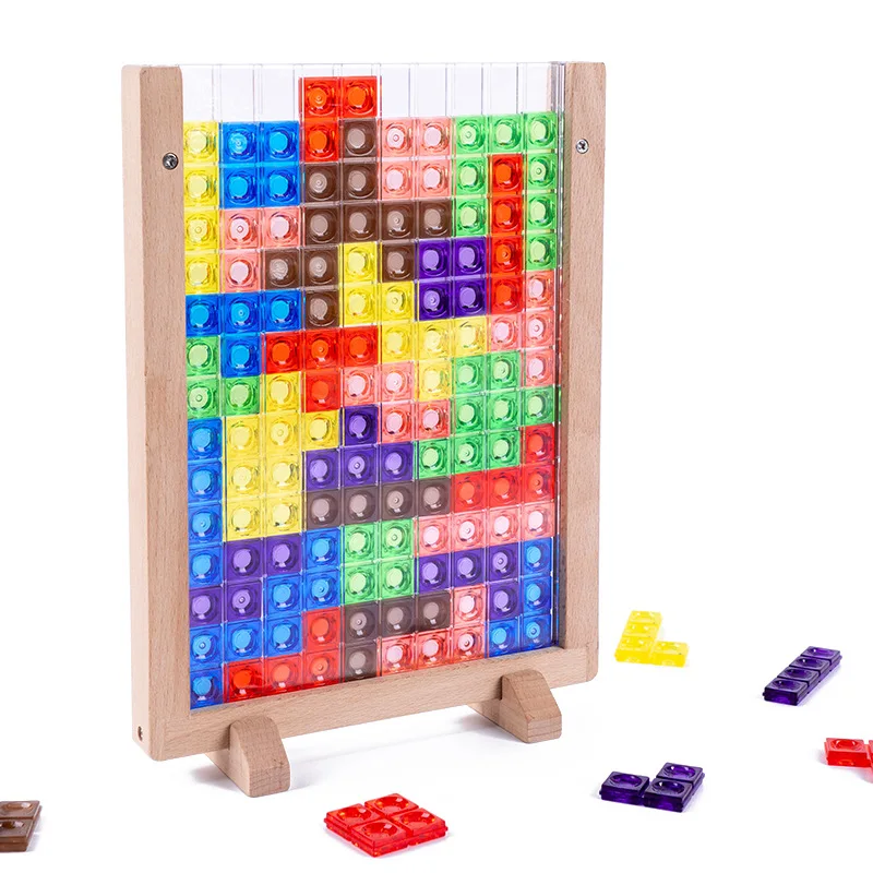 Educational Toy Wooden DIY Puzzles Blocks Exercise Hands-on Skills Color Funny 3D Russia Blocks