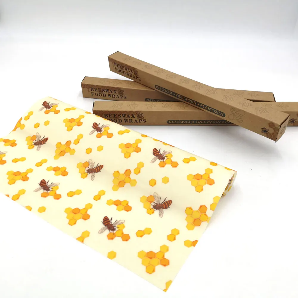 Washable Reusable Beeswax Food Wrap Paper Sheet Bee Wax Natural Organic Food Wraps LFGB Certified Reusable Food Beeswax Wrap