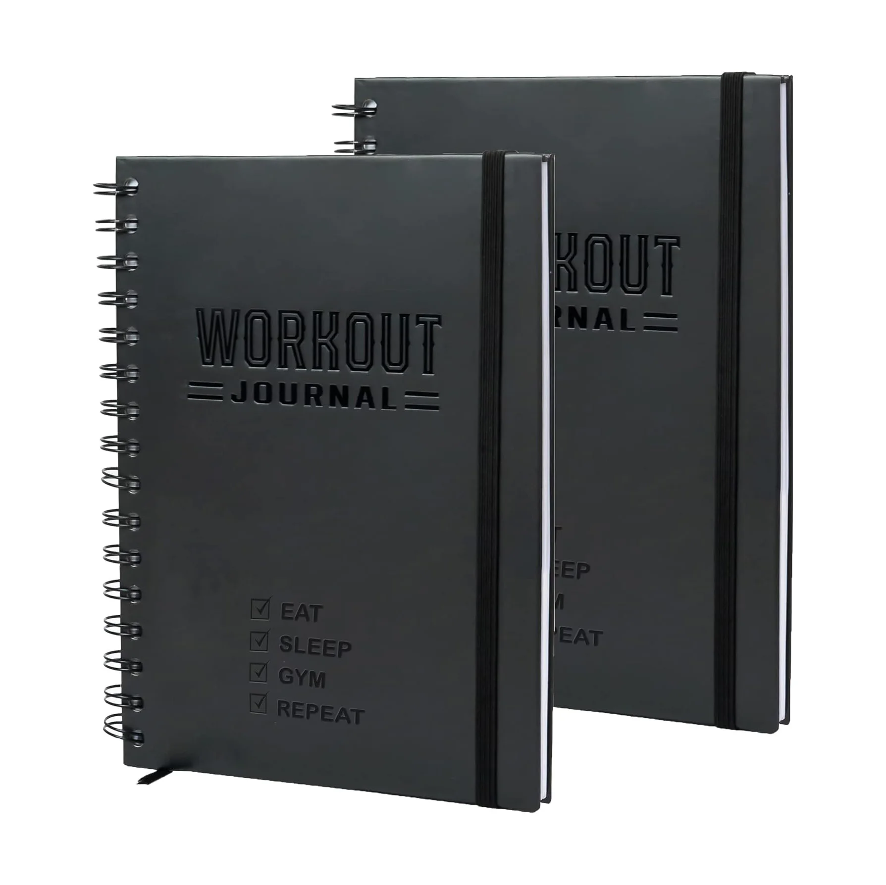 Custom Logo Tracking Gym Home Workout Spiral Notebook Elastic Men Women A5 Black Goal Planner Journal