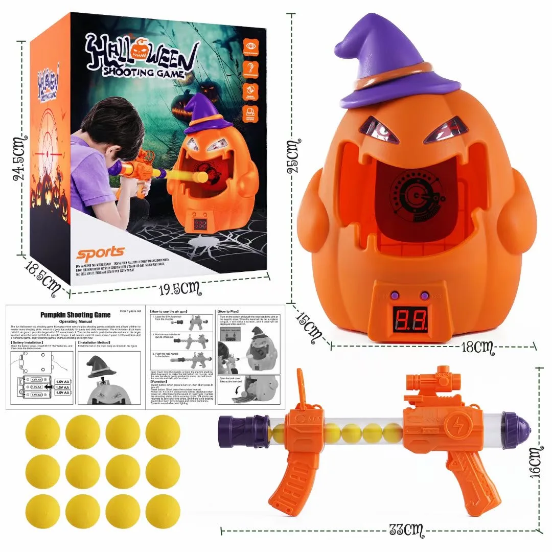 Amazon Top Selling EVA Foam Ball Air Gun Shooting Pumpkin Kids Plastic Sport Game Halloween Toys