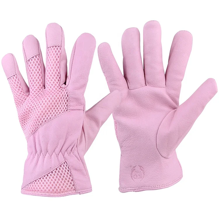 KKOYING leather pink work gloves Anti-Impact Anti-Static Protective leather work gloves