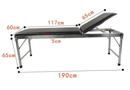 Hospital Furniture Examination Bed Stainless Steel Examination Couch with Back rest