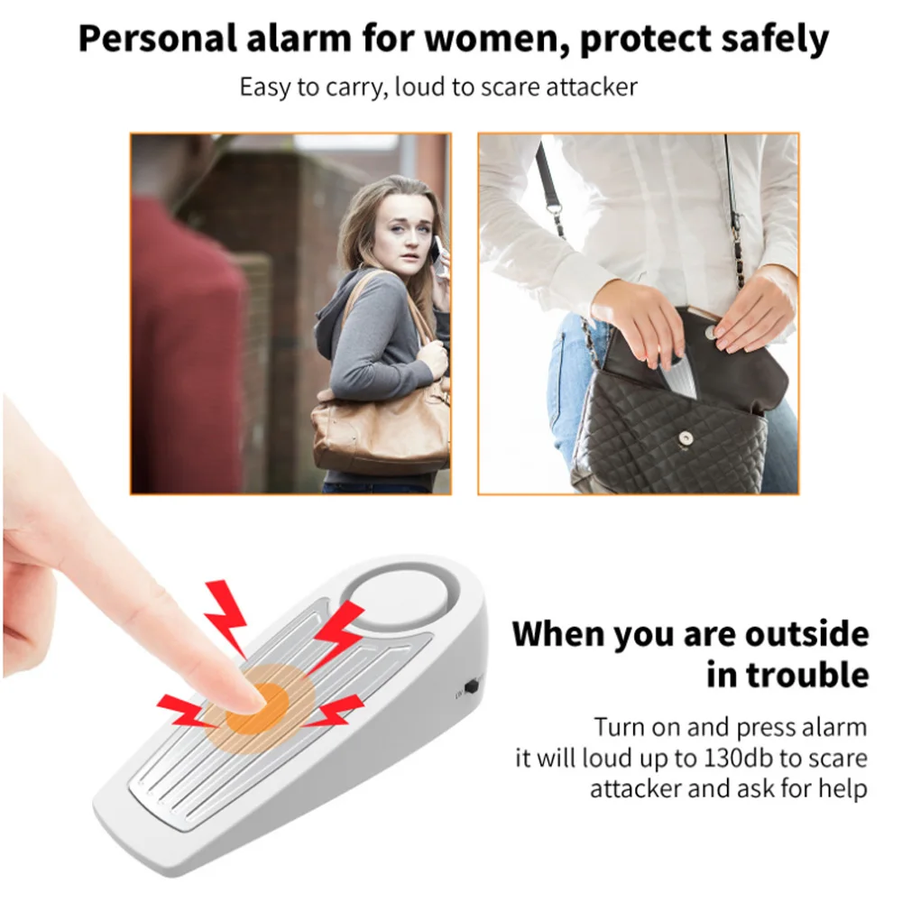 Wholesale portable 130dB alarm door stopper stainless steel safety magnetic door stop alarm travel premium quality door stops