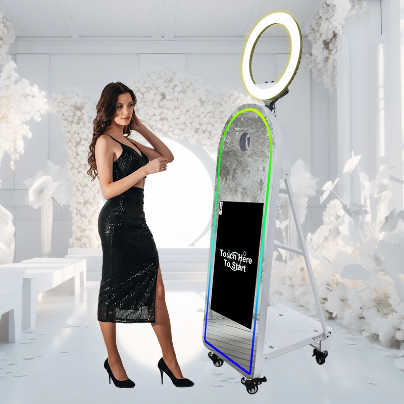 LCD Touch Screen Selfie Mirror Photo Booth Camera Portable 32 Inch DSLR Magic Mirror Booth Oversize