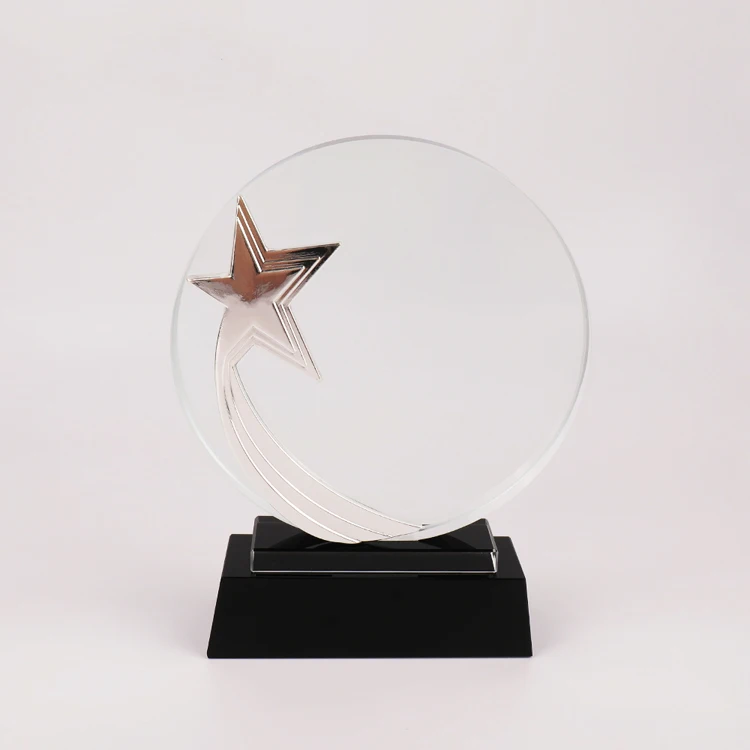 Gold silver bronze resin Star Glass Crystal  plaque Trophy and Award MH-NJ0167