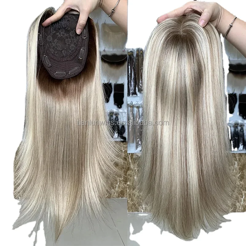 New Arrival European Human Hair Mono Base Topper Clip In Hair Piece Jewish Kosher Topper 5.6x6' Mono Base Human Hair Toupee