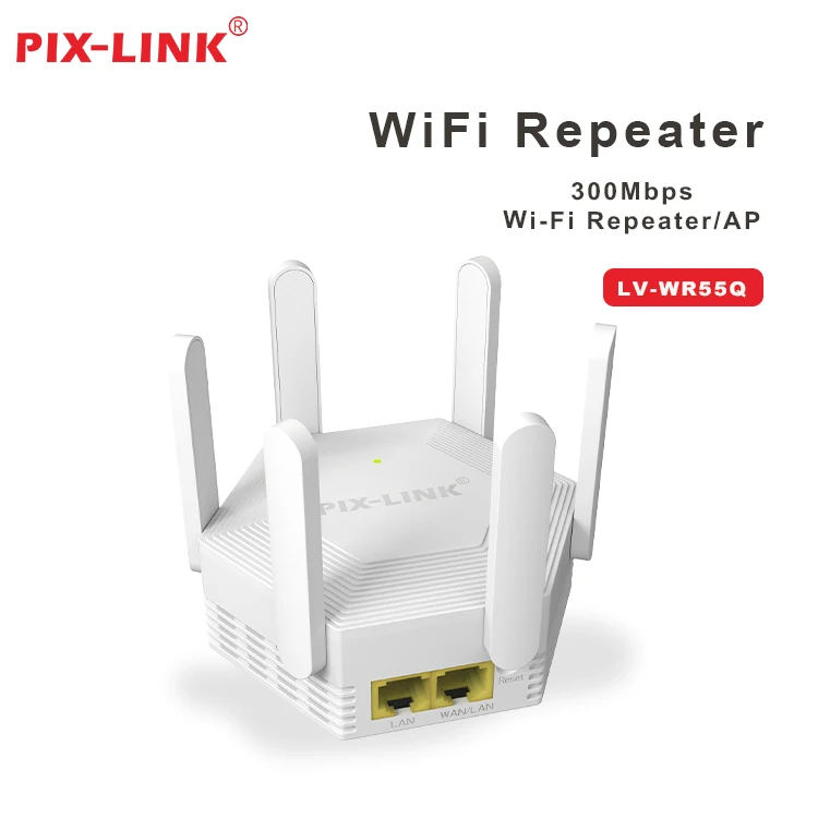 PIX-LINK 2024 Factory price WR55Q high power 300Mbps long range mobile WiFi repeater range extender repetidor wireless router