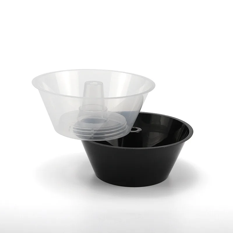 Takeaway Disposable 2 in 1 Snack And Drink In One Cup Hotpot Bubble Cup With Bowl On Top Black Plastic Cup Holder