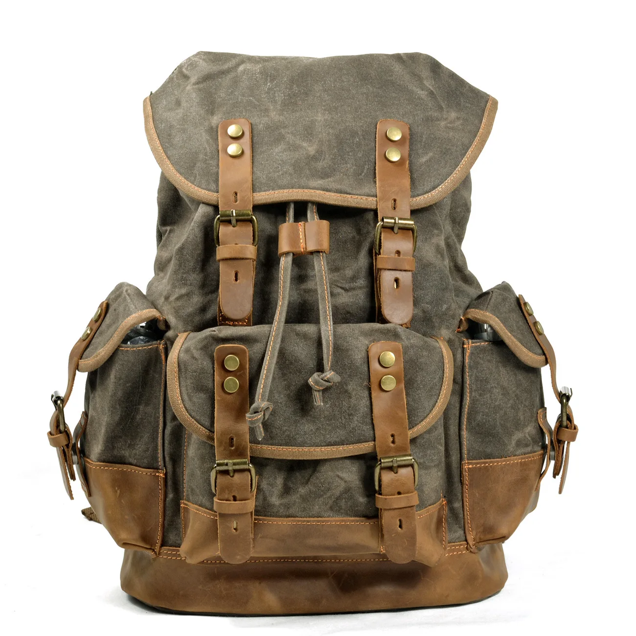 N-109 Nerlion OEM ODM Laptop Retro Vintage Men Large Capacity Hiking Camping Travel Waterproof Oil Waxed Canvas Backpacks