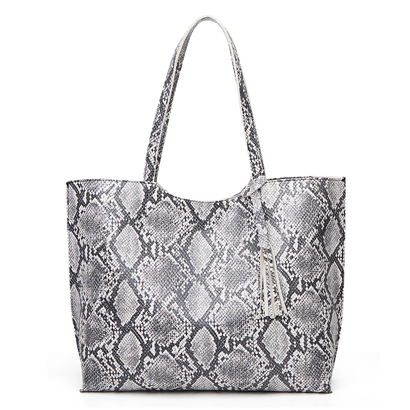 Custom Animal Printed Snake Vegan Women tote Hand bags Faux Leather shoulder handbags manufacturers