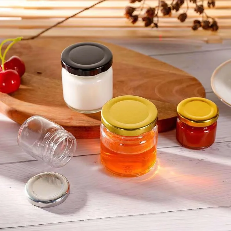 Wholesale Various Sizes Round Mini Glass Bottle 25ml Jam Jelly Glass Jar
