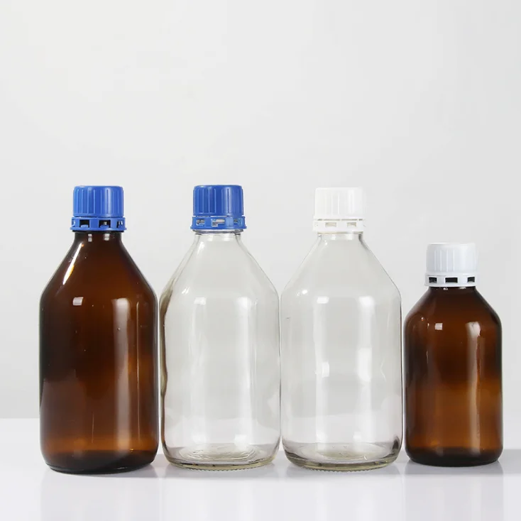 60ml 125ml 250ml 500ml 1000ml thick-walled narrow mouth reagent bottle, lab use chemical glass reagent bottle