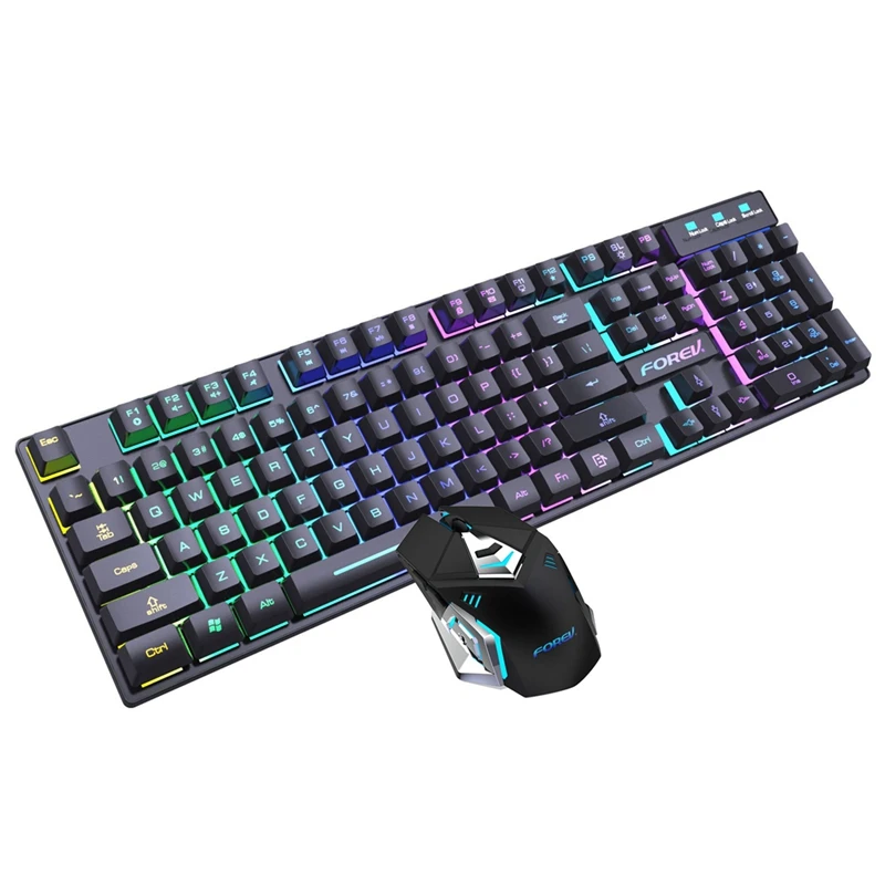  Красочные светящиеся RGB компьютерная Механическая игровая клавиатура и мышь комбо беспроводная