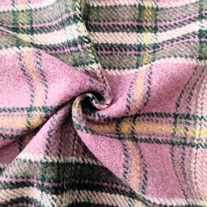 High Quality Wool  Plaids Coated Woven Fabric  With Wholesale Price