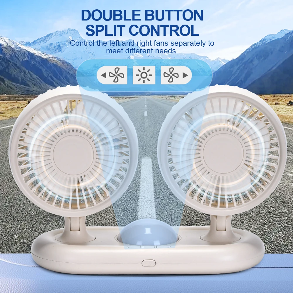 IMYCOO Newly Rechargeable Electric Adjustable Wind Direction Double Head Desktop Fan Car Desktop Small Fan With Night Light