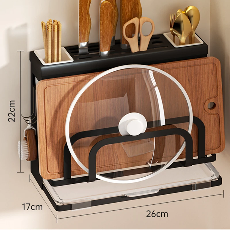 Kitchen Knife Fork Chopsticks Holder Pot Cover Rack Multifunctional Knife Block