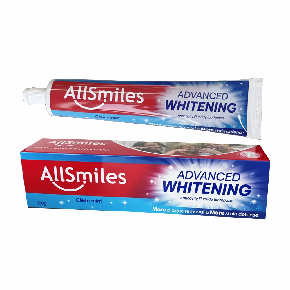 Whitening Toothpaste 220g Mint Fluoride Custom Private Label Whitens Teeth Toothpaste