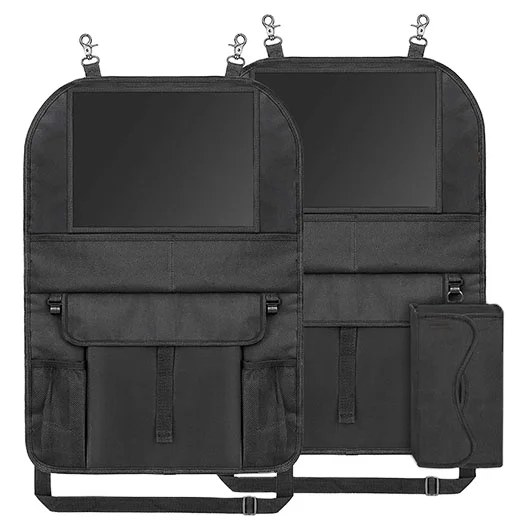 2 pack car backseat organizer with iPad Holder, Thick Kick Mats Back Seat Protector, Backseat Organizer for Kids