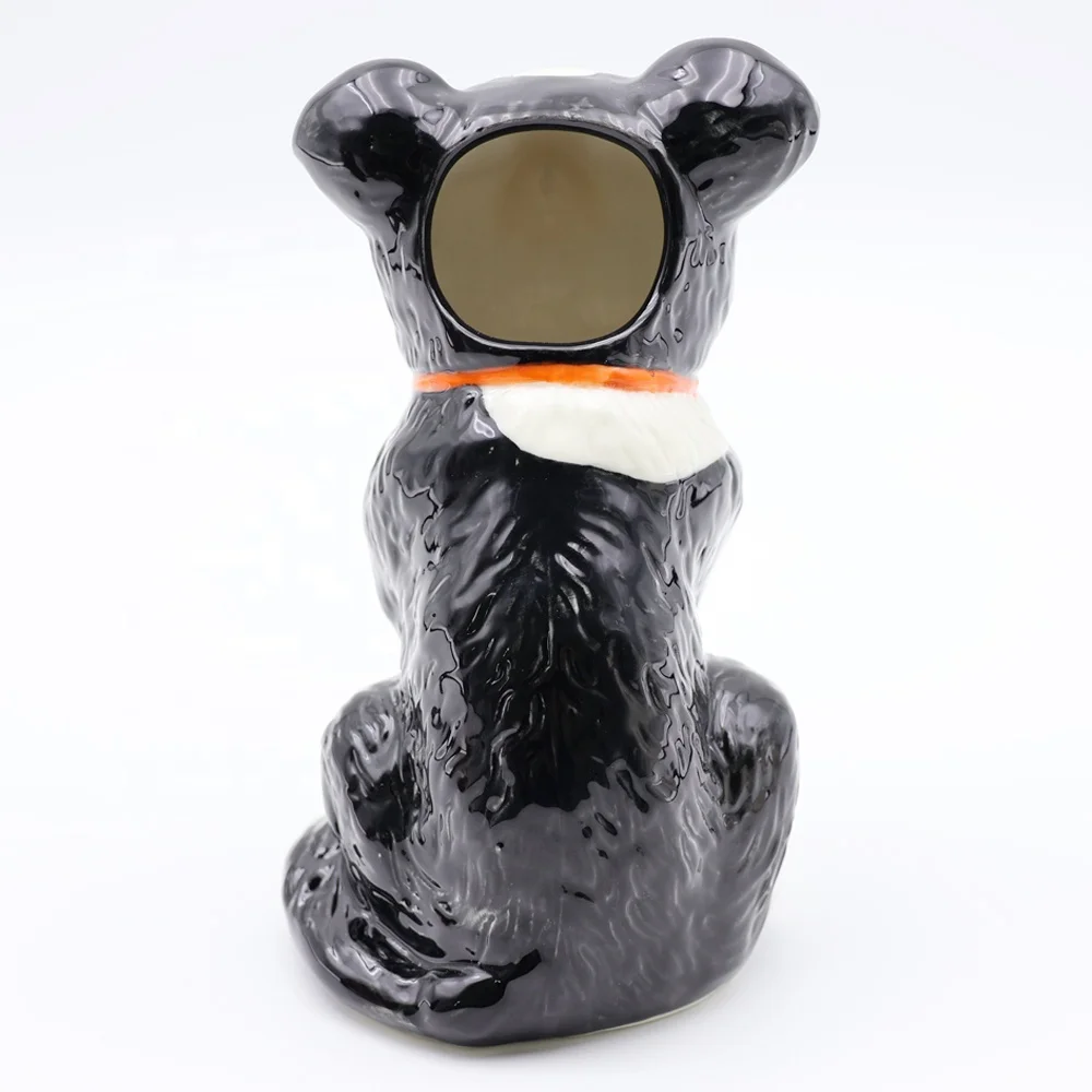 Custom wholesale high grade present gift cute puppy cocktail cups porcelain embossed 3d animal mugs ceramic cool dog tiki mug