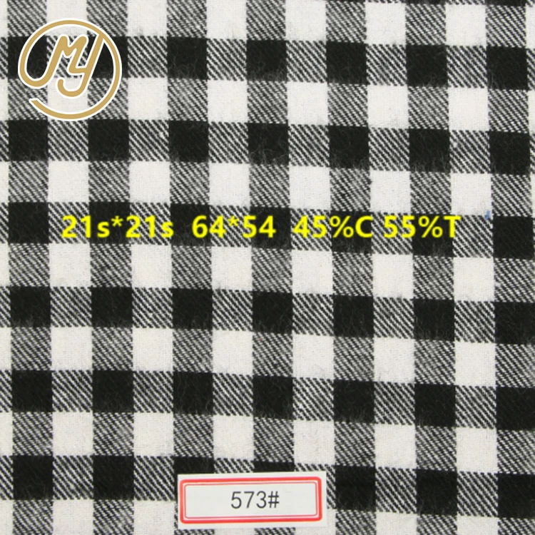 
New style 21S comfortable soft white black woven poly cotton flannel plaid fabric 