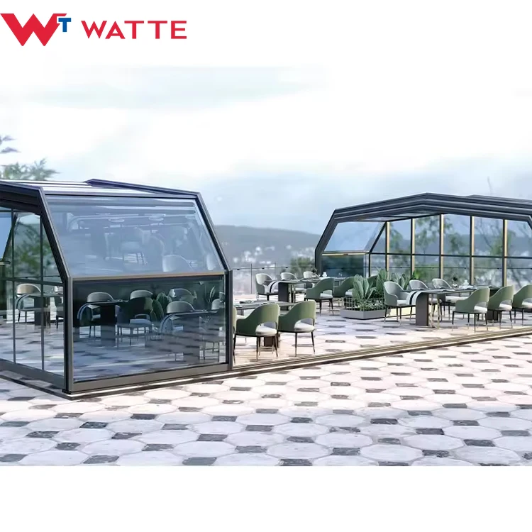 Modern Movable Sunroom Aluminium Alloy Structure Frame Glass House Outdoor All Season Motorized Retractable Enclosure Sun Room