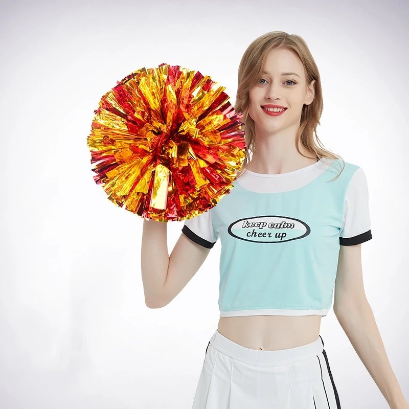 Hot Selling Different Color Metallic Cheerleading Pom Poms Dance Performance Flower Ball