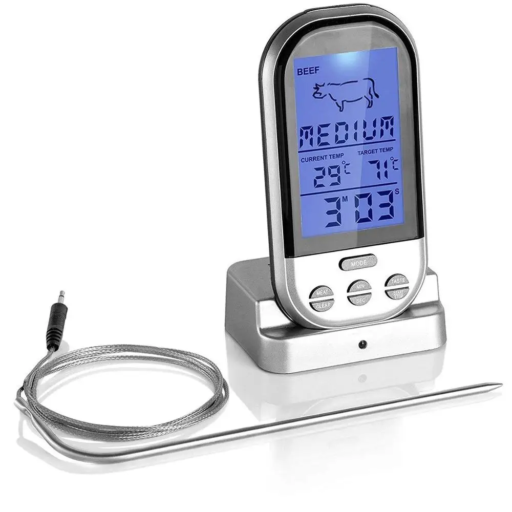 RF Large display Long Range Wireless Transmission kitchen BBQ Meat Thermometer boiler thermometer