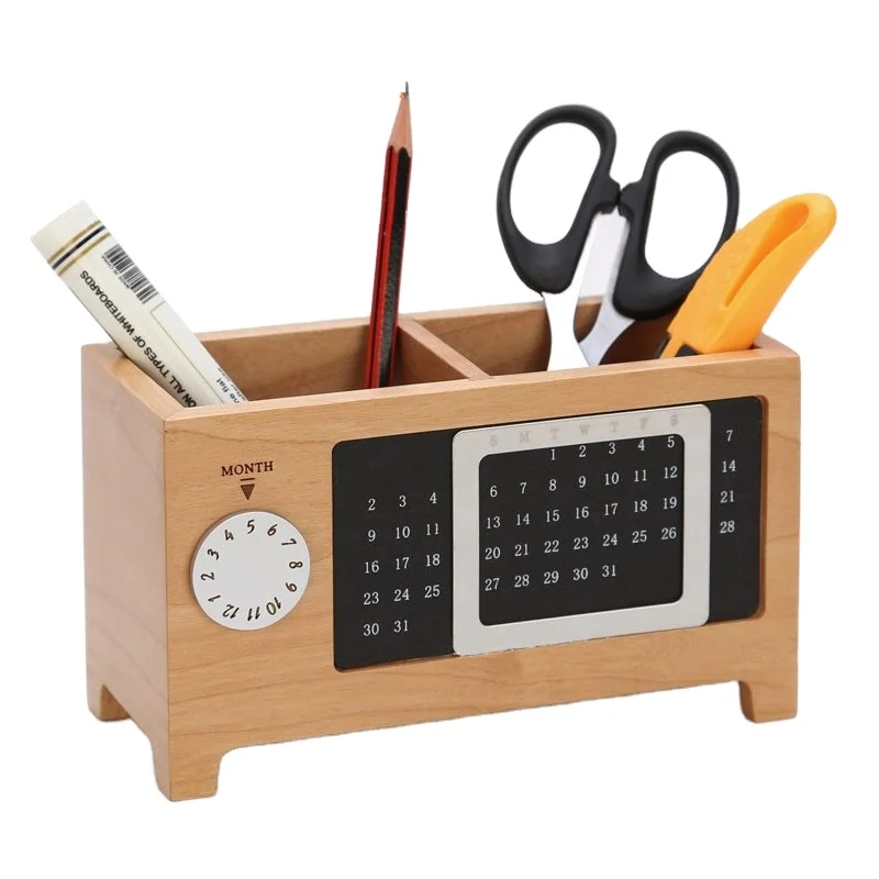 Perpetual calendar office hot sale wood supplies desk organizer with new design