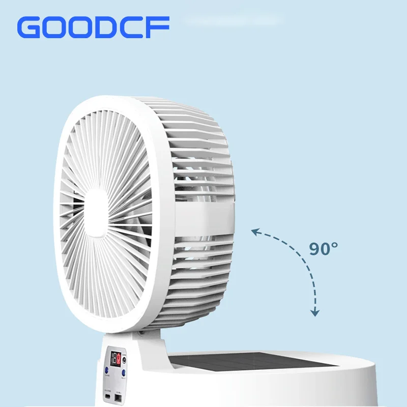 2023 Good Sale Outdoor solar air circulation fan desktop camping portable foldable fan RC long endurance power bank