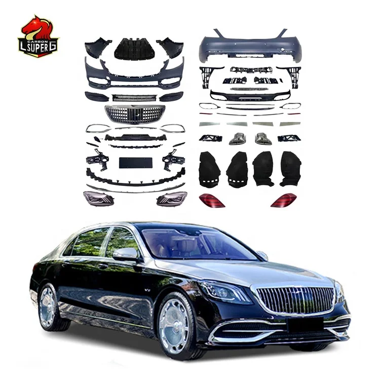 W222 old Modified New M style car body kits w222 body kit for mercedes benz s class w222 Headlight tail lights bodykit