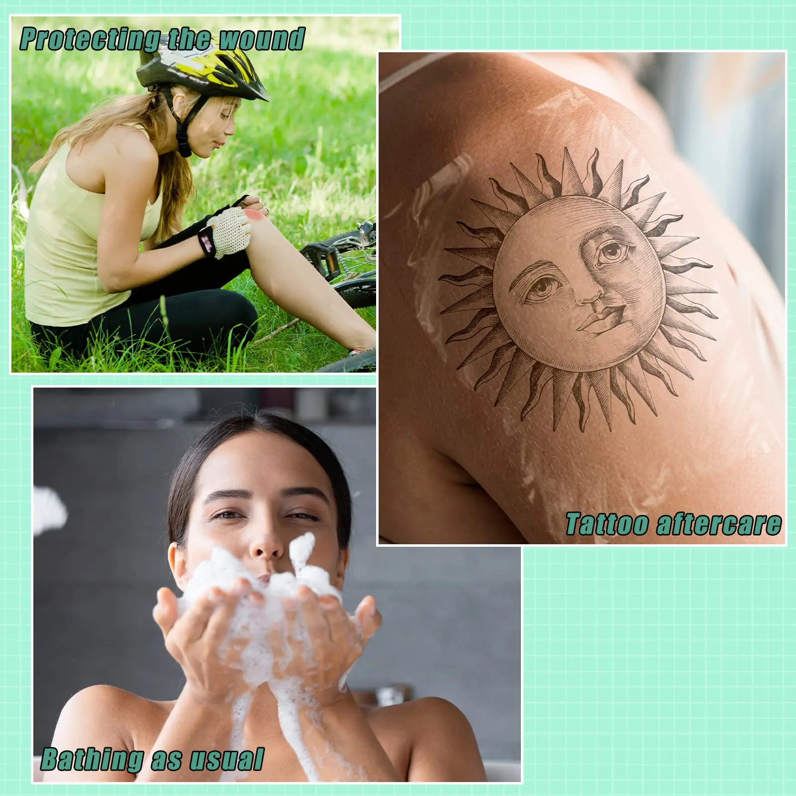 Tattoo Aftercare Waterproof Bandages Cover Up Tape Supplies Transparent Film Healing Protective Clear Sterile PU Dressing Roll