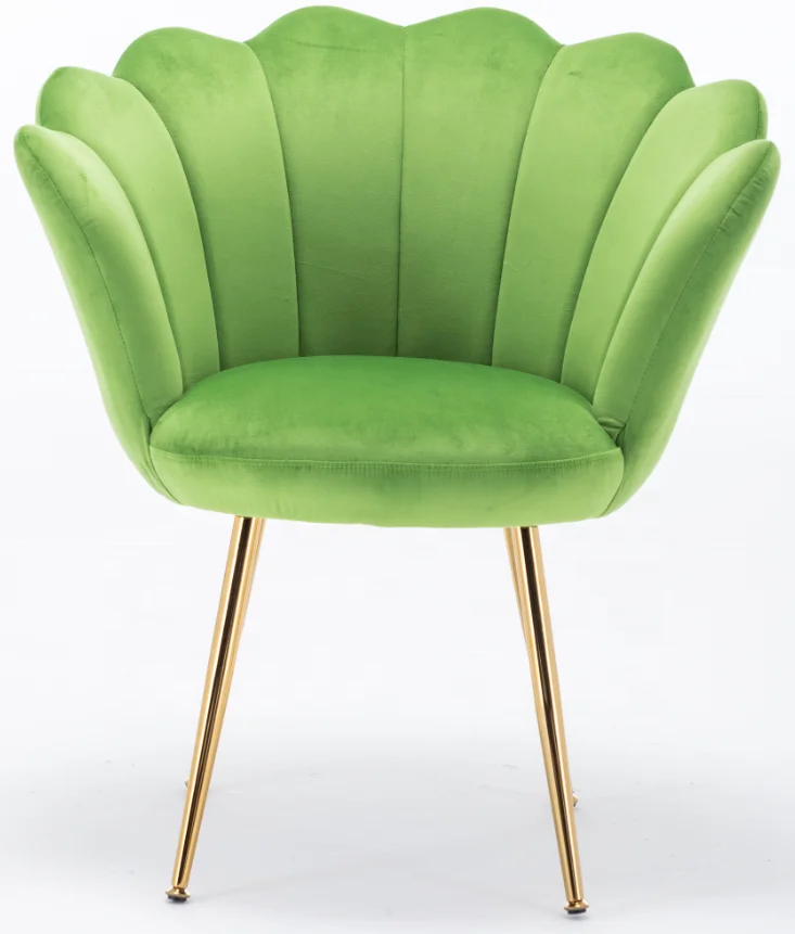 Lotus flower shape Green golden leisure chair