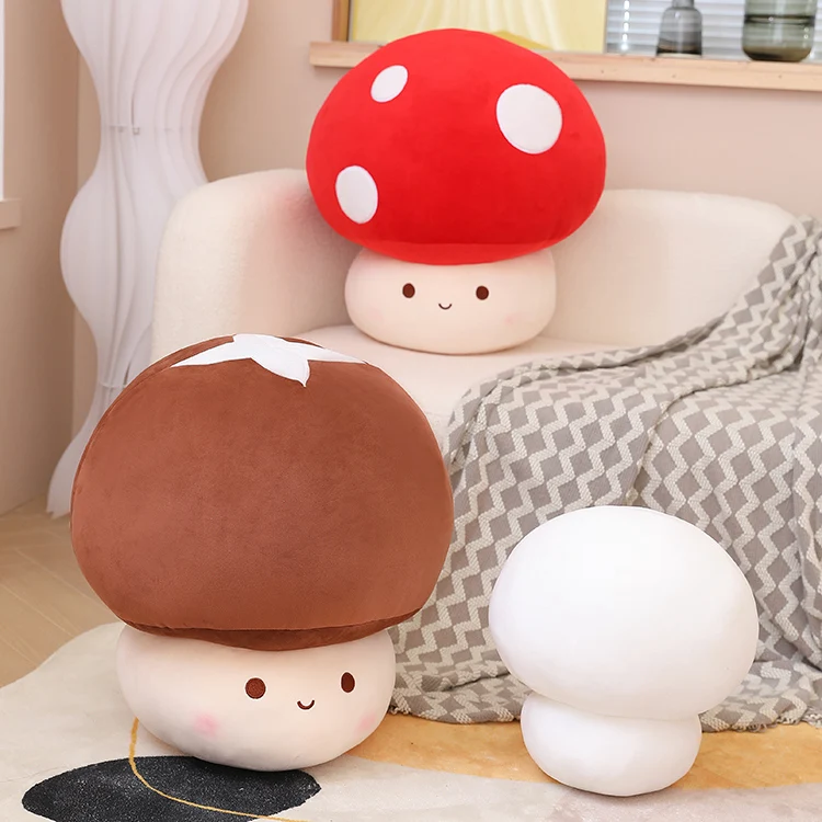 Stuffed Red Plush Mushroom Throw Pillow Cushion 3D Soft Stuffed Pillow Toy Gift For Kids Plush Mushroom Doll